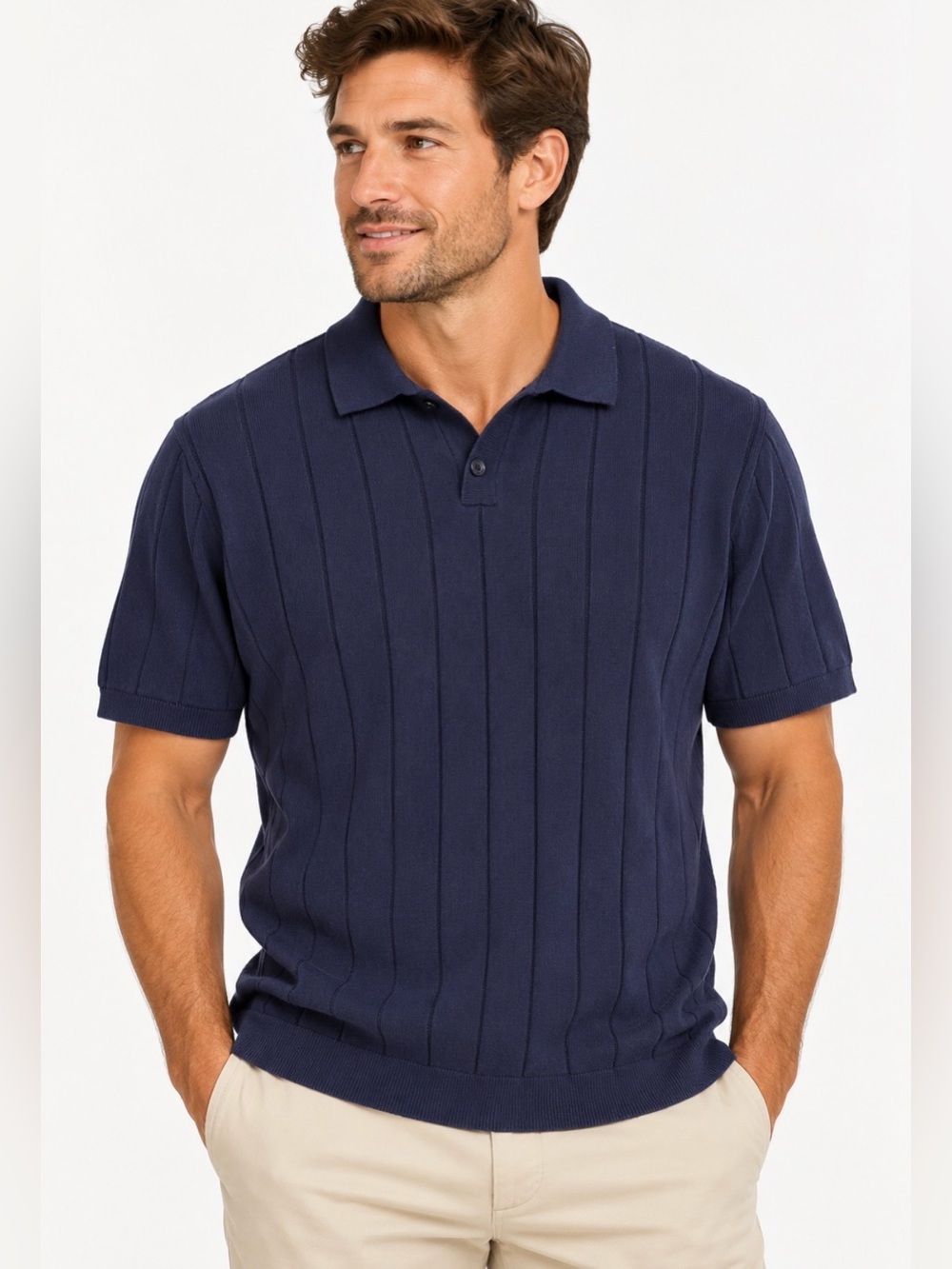 The Normal Brand Robles Birdseye Knit Polo Men's Blue Size Large